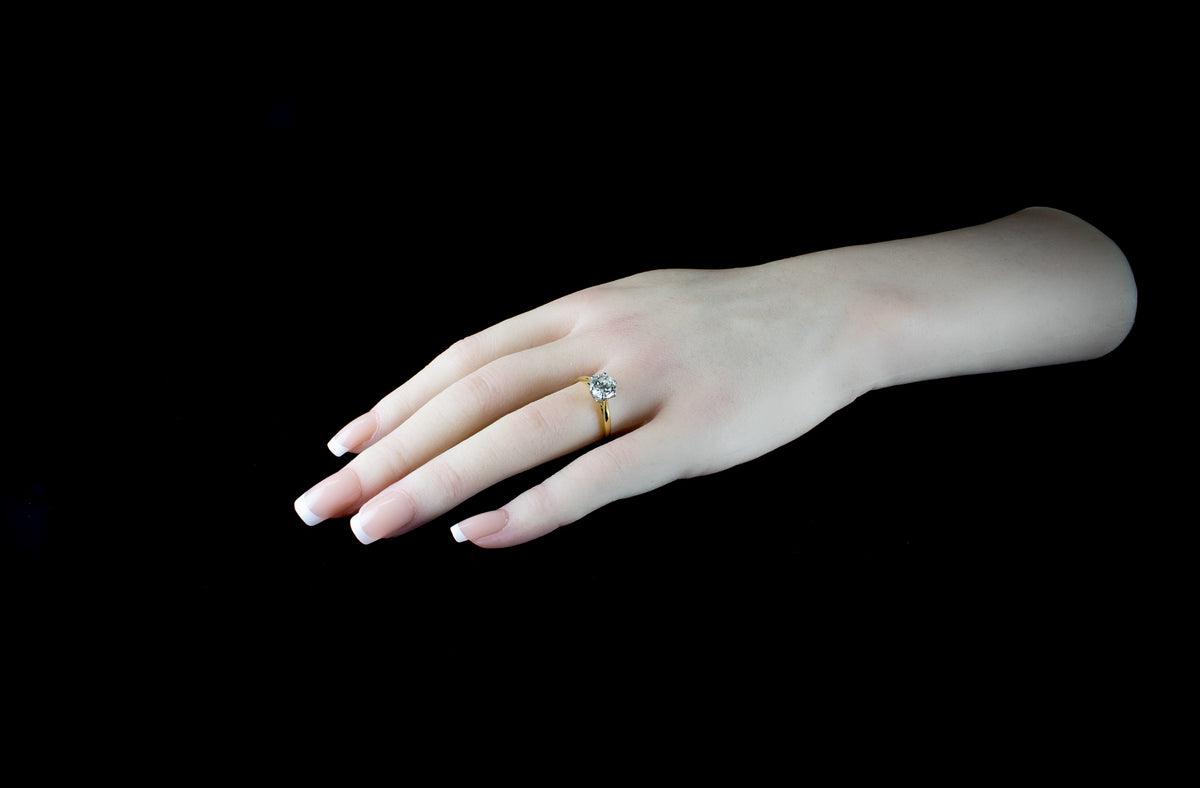 18ct Gold Single Stone Old Cut 1.35ct Diamond Ring