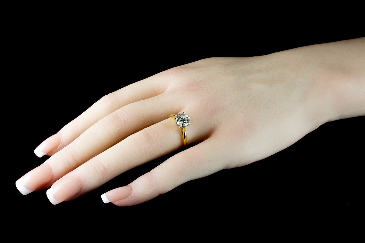 18ct Gold Single Stone Old Cut 1.35ct Diamond Ring
