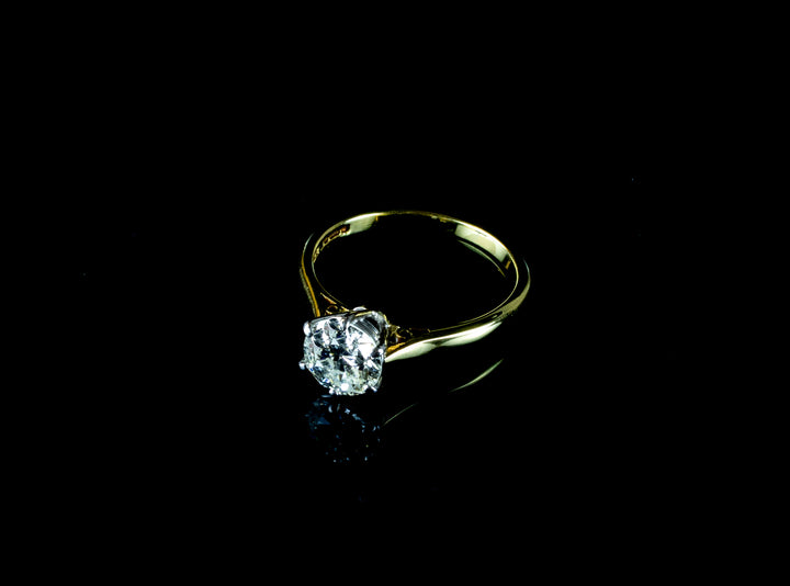 18ct Gold Single Stone Old Cut 1.35ct Diamond Ring