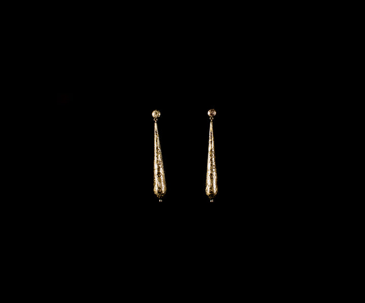Vintage 9ct Yellow Gold Engraved Drop Earrings