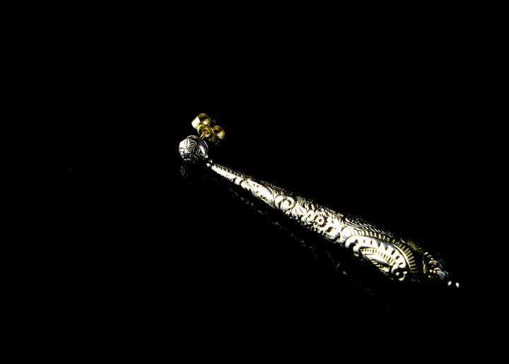 Vintage 9ct Yellow Gold Engraved Drop Earrings