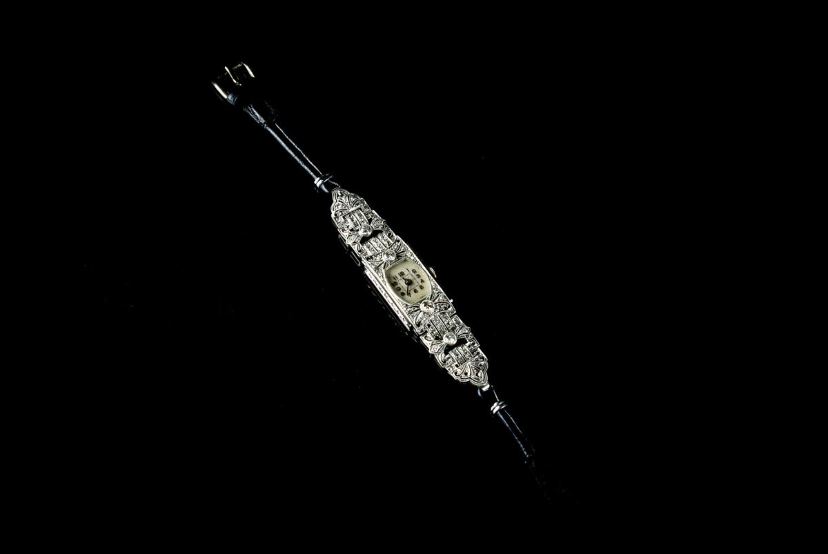 Art Deco Platinum and Diamond Cocktail Watch