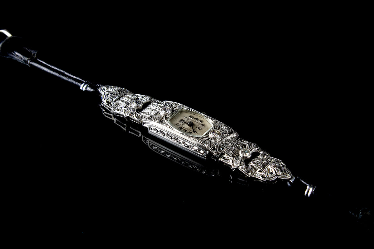 Art Deco Platinum and Diamond Cocktail Watch