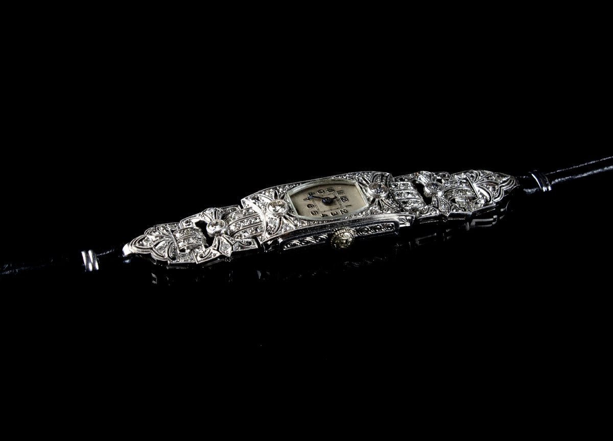 Art Deco Platinum and Diamond Cocktail Watch