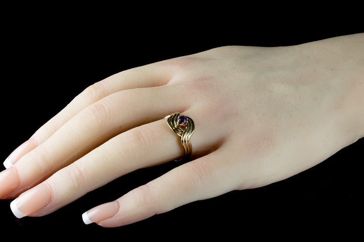 9ct Gold Amethyst Twist Design Ring