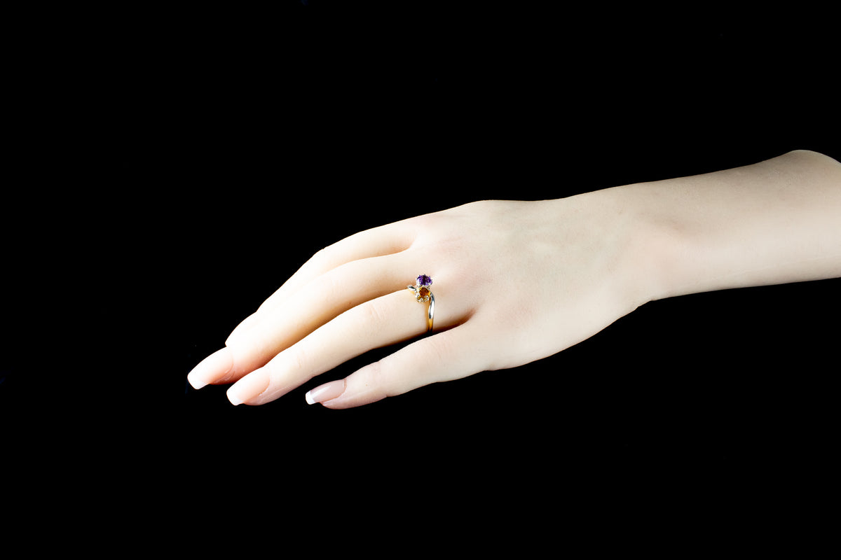 Platinum and 18ct Gold Amethyst and Citrine Twist Ring