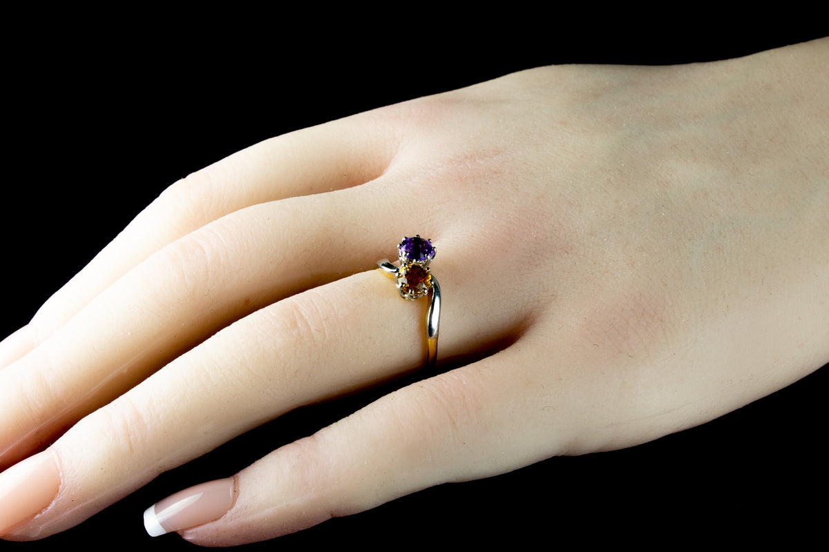 Platinum and 18ct Gold Amethyst and Citrine Twist Ring