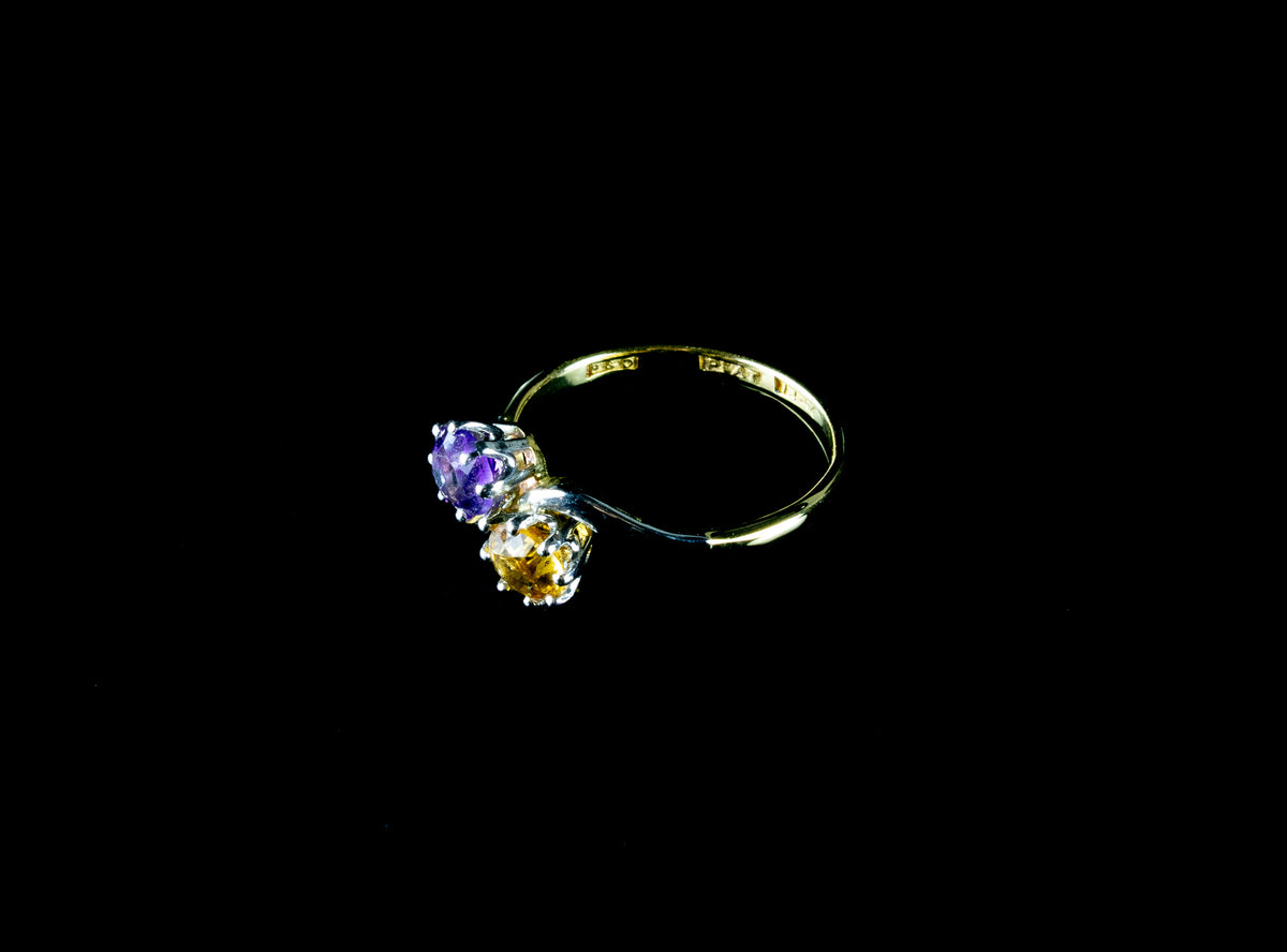Platinum and 18ct Gold Amethyst and Citrine Twist Ring