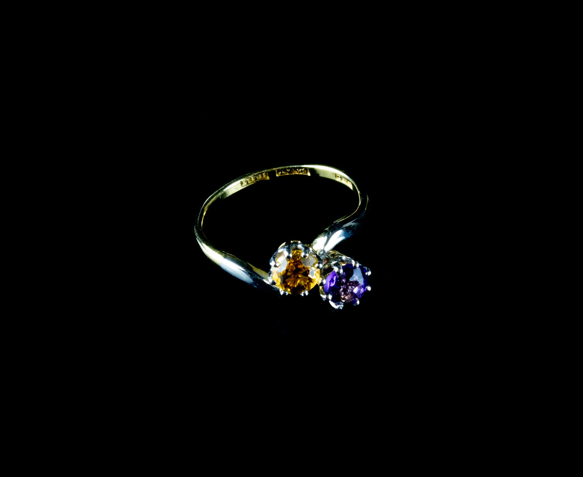 Platinum and 18ct Gold Amethyst and Citrine Twist Ring