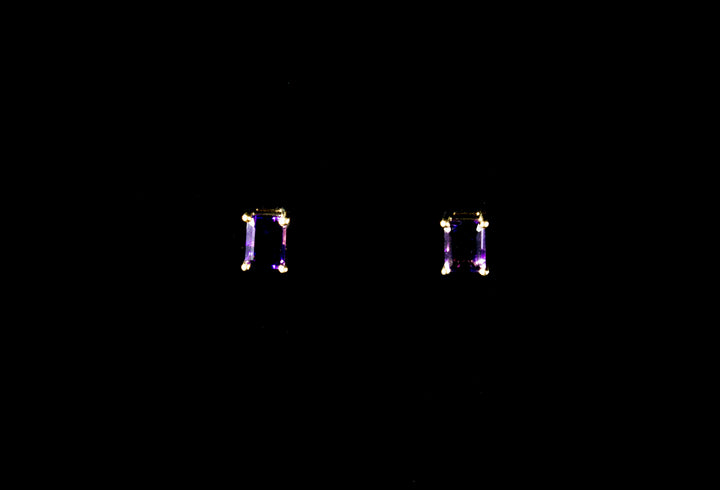 9ct Yellow Gold Emerald cut Amethyst Stud Earrings