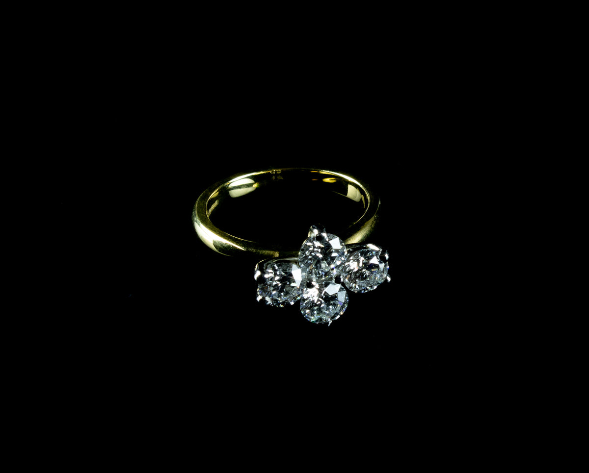 18ct Gold Four Stone 2.03ct Diamond Cluster Ring