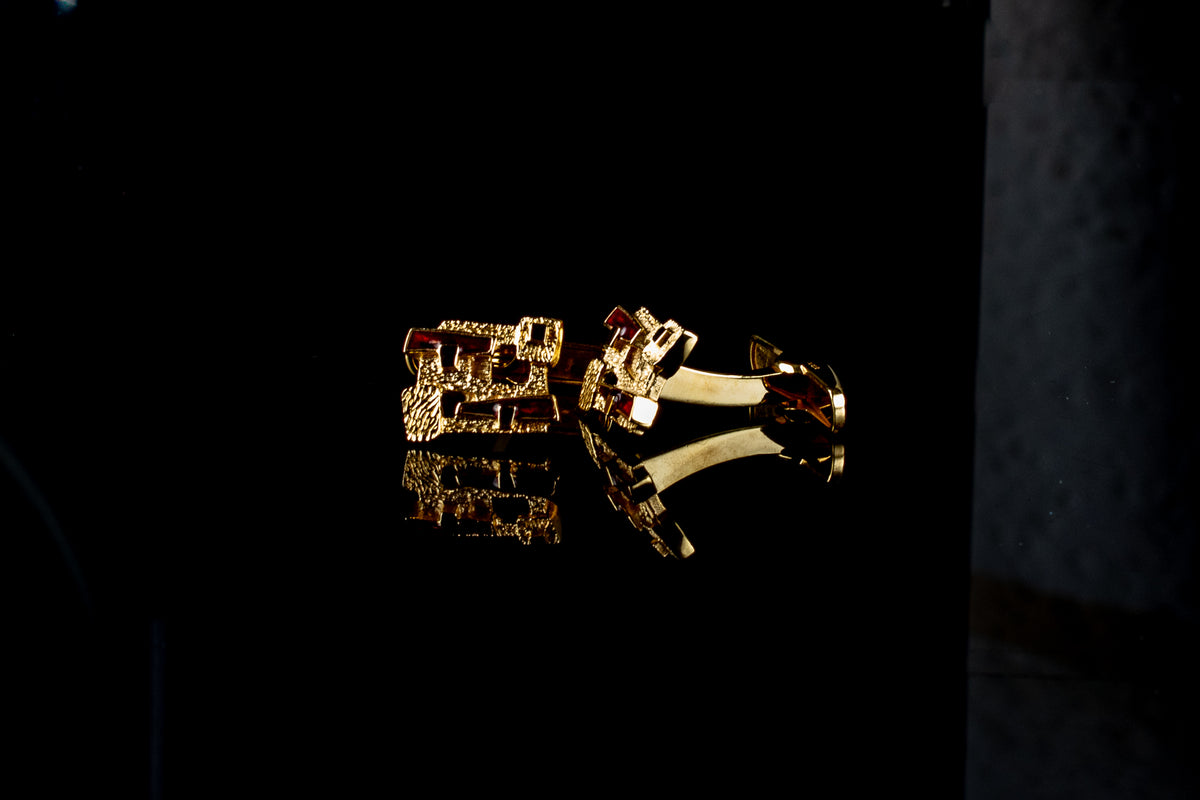 9ct Yellow Gold Red Enamel Cufflinks, London 1970