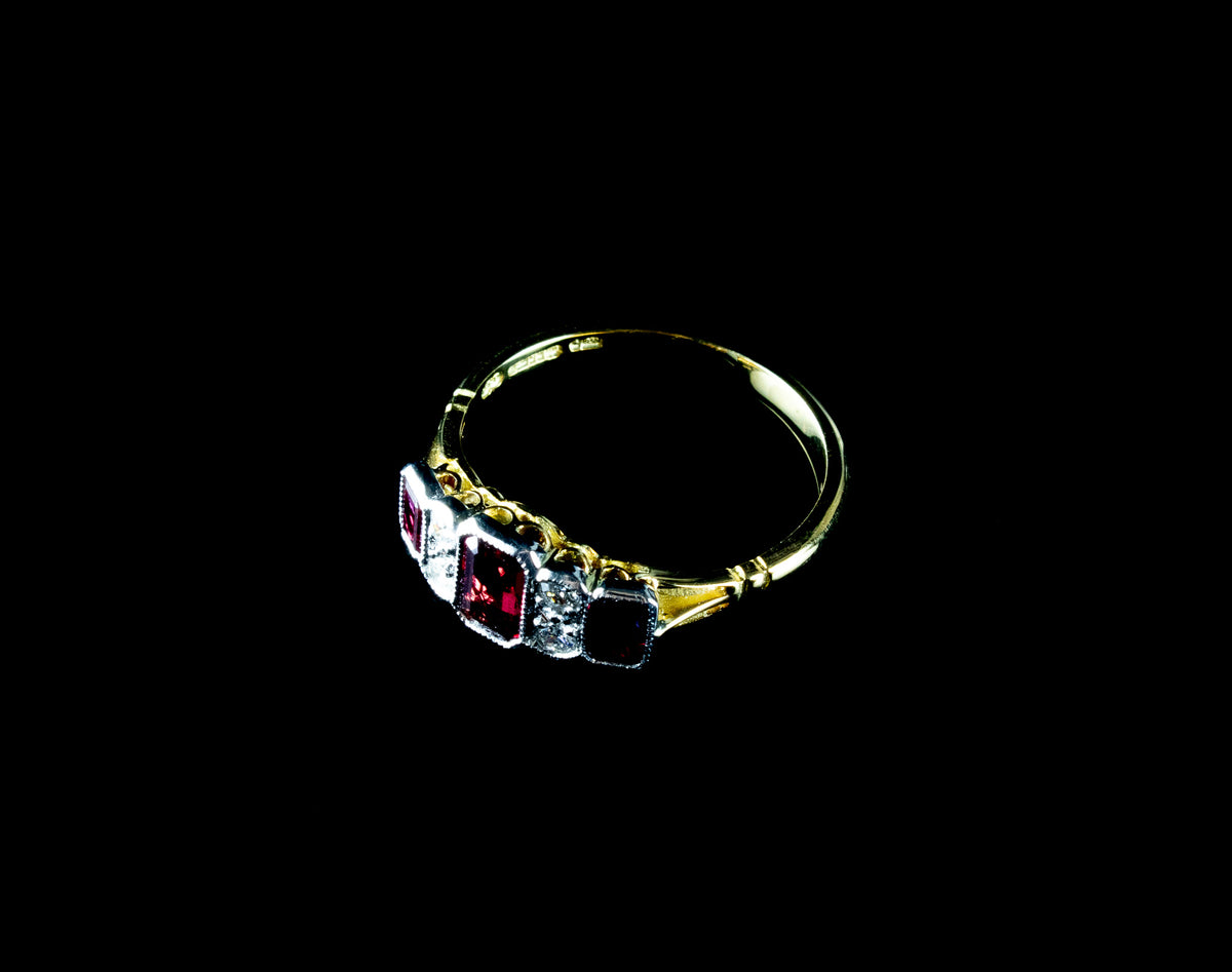 18ct Gold and Platinum Art Deco-Style Ruby And Diamond Ring