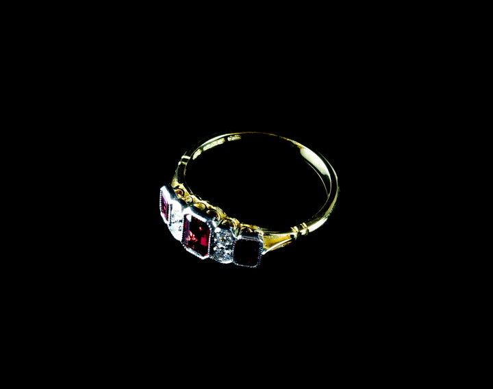 18ct Gold and Platinum Art Deco-Style Ruby And Diamond Ring