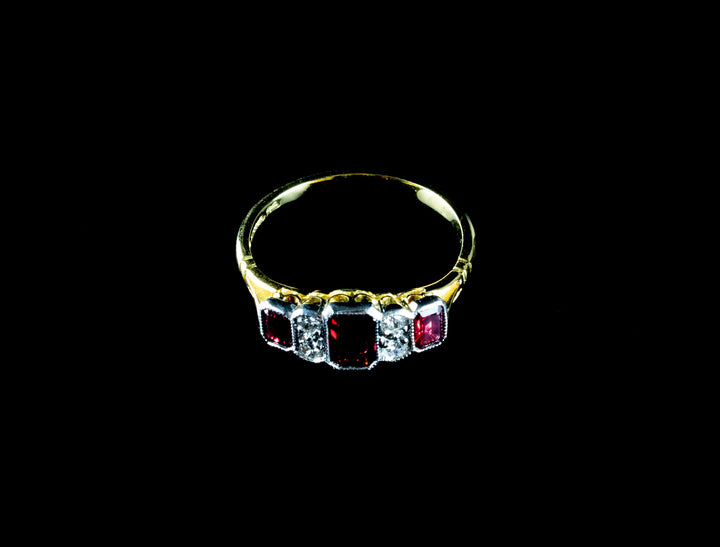 18ct Gold and Platinum Art Deco-Style Ruby And Diamond Ring