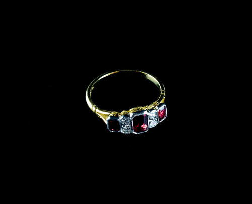18ct Gold and Platinum Art Deco-Style Ruby And Diamond Ring
