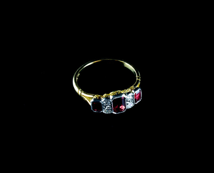 18ct Gold and Platinum Art Deco-Style Ruby And Diamond Ring