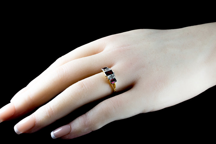 18ct Gold and Platinum Art Deco-Style Ruby And Diamond Ring