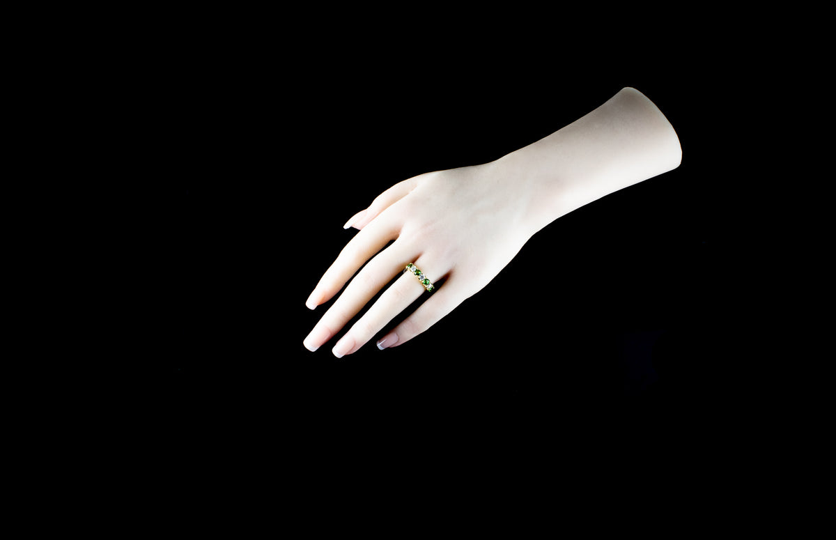 18ct Gold Seven Stone Tsavorite and Diamond Ring