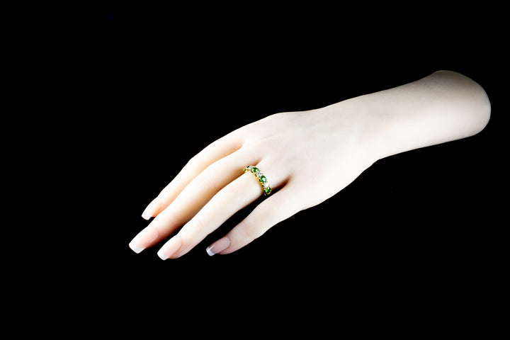 18ct Gold Seven Stone Tsavorite and Diamond Ring