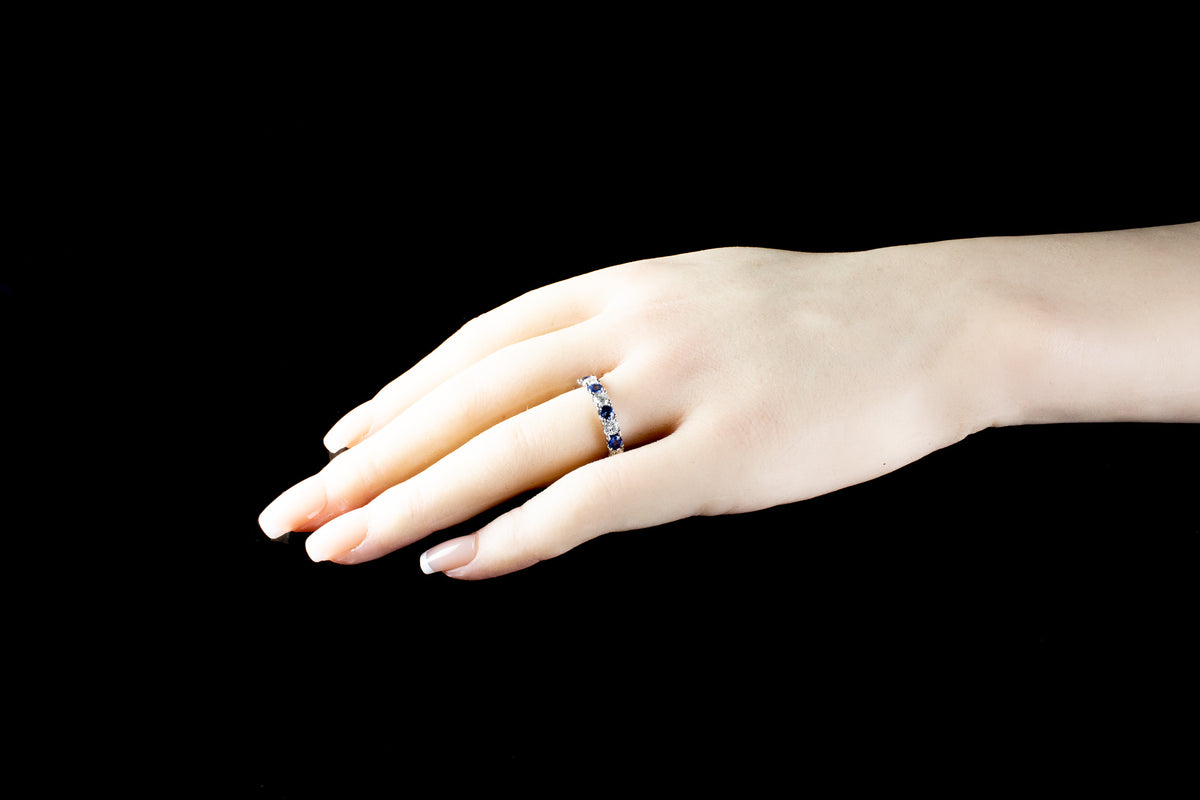 Sapphire and Diamond Half Eternity Ring Set in Platinum
