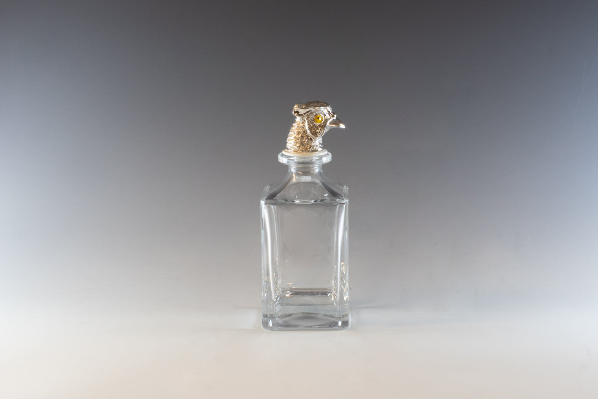 Silver Plated Grouse Head Spirit Decanter