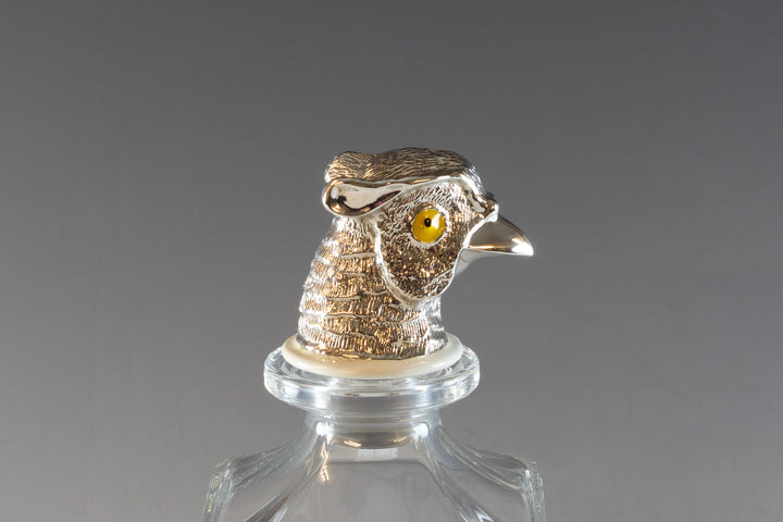 Silver Plated Grouse Head Spirit Decanter