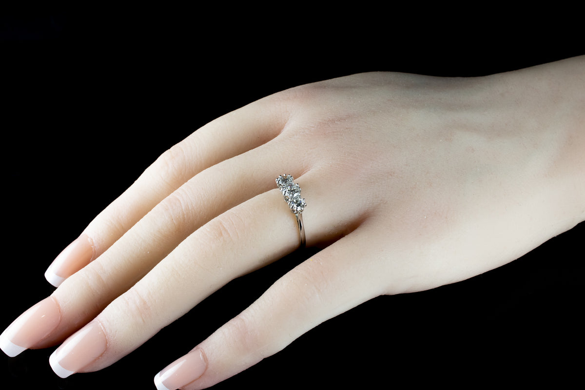 Platinum Three Stone 0.64ct Diamond Ring