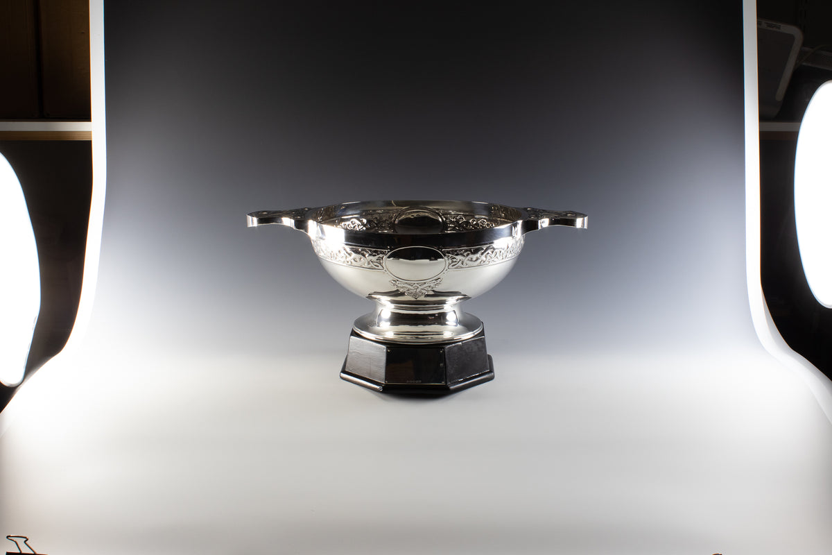 Monumental 12" Sterling Silver Quaich on Plinth