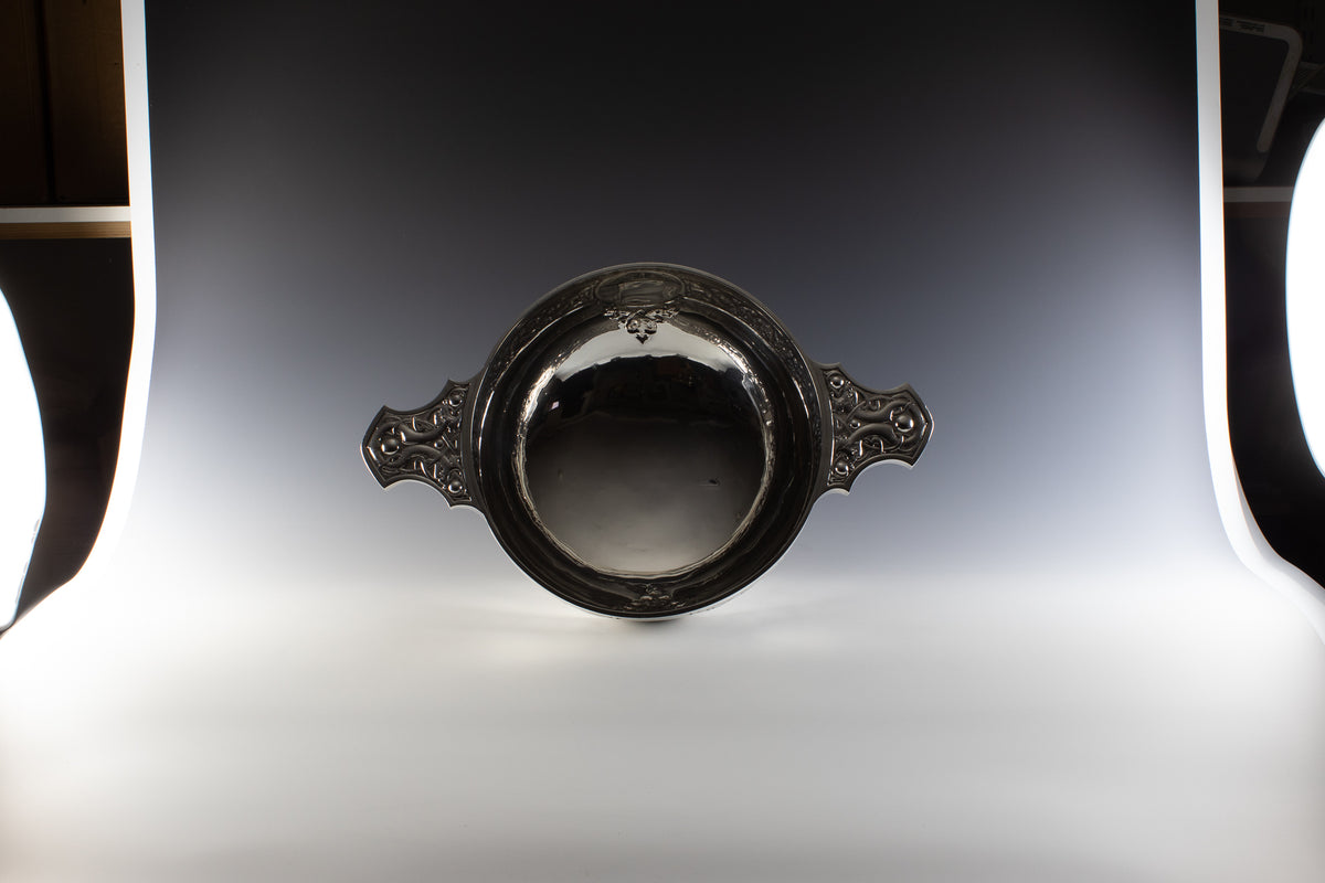 Monumental 12" Sterling Silver Quaich on Plinth