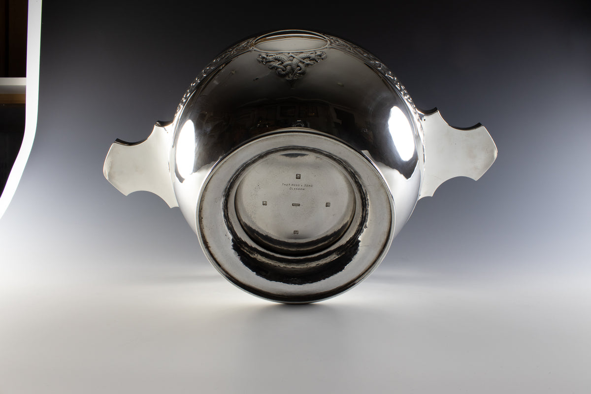 Monumental 12" Sterling Silver Quaich on Plinth