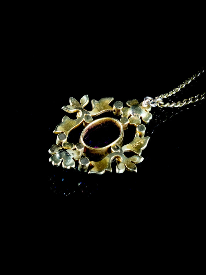 Antique Victorian 15ct Gold Amethyst and Pearl Pendant, Circa 1900