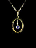 Antique Edwardian 9ct Gold Amethyst and Seed Pearl Pendant, Circa 1905