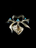 18ct Yellow Gold and Turquoise Bow Brooch, Circa 1950