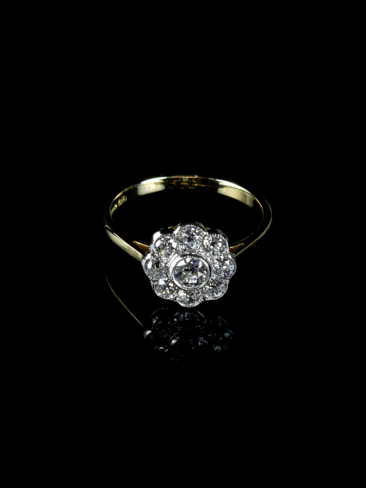 Vintage 18ct Gold and Platinum Diamond Daisy Cluster Ring, 0.76ct