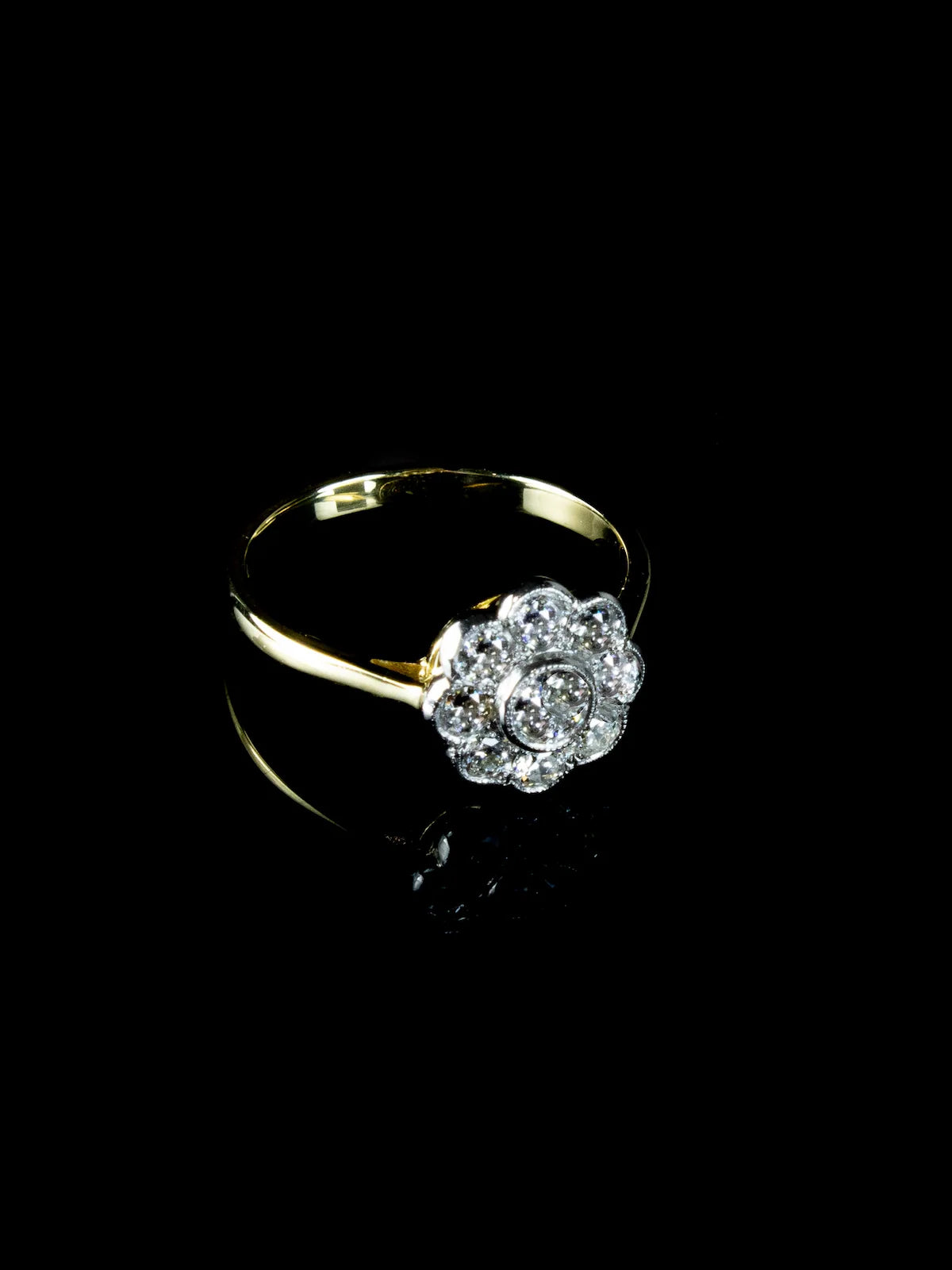 Vintage 18ct Gold and Platinum Diamond Daisy Cluster Ring, 0.76ct