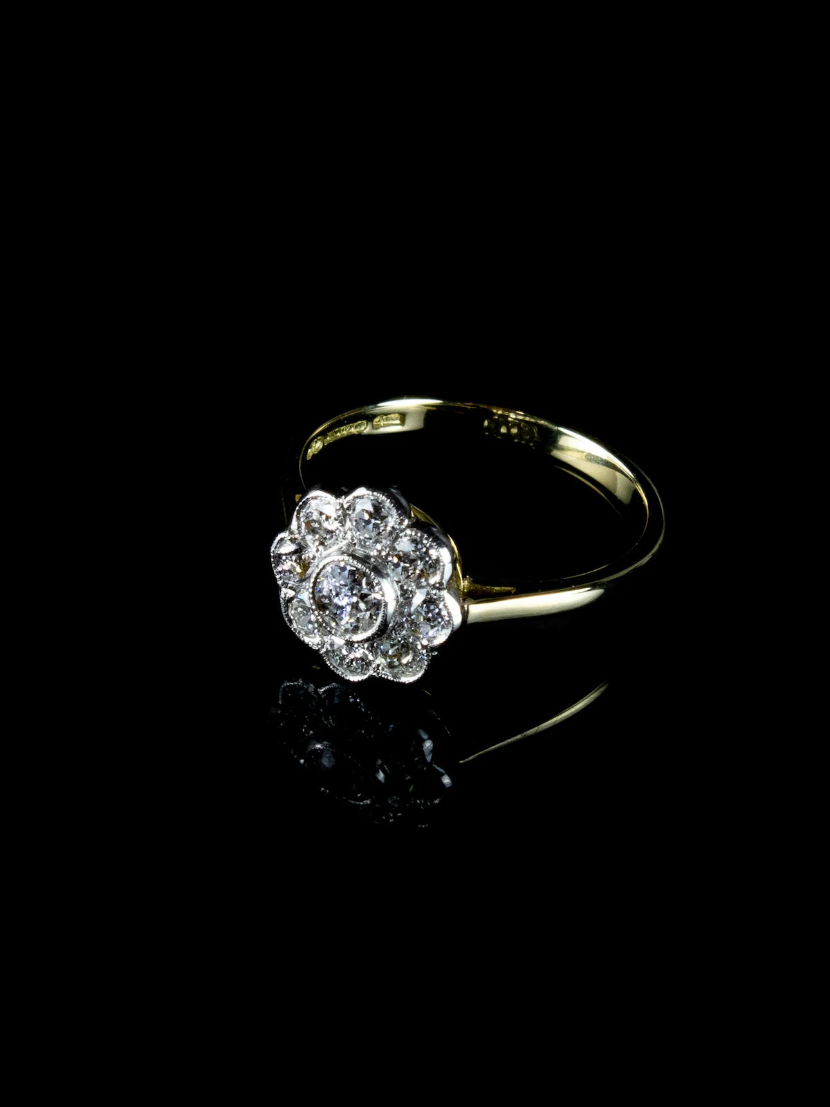Vintage 18ct Gold and Platinum Diamond Daisy Cluster Ring, 0.76ct