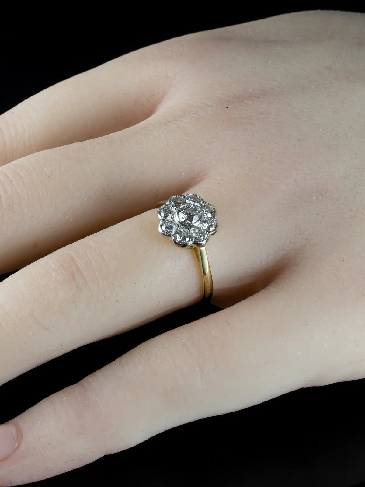 Vintage 18ct Gold and Platinum Diamond Daisy Cluster Ring, 0.76ct