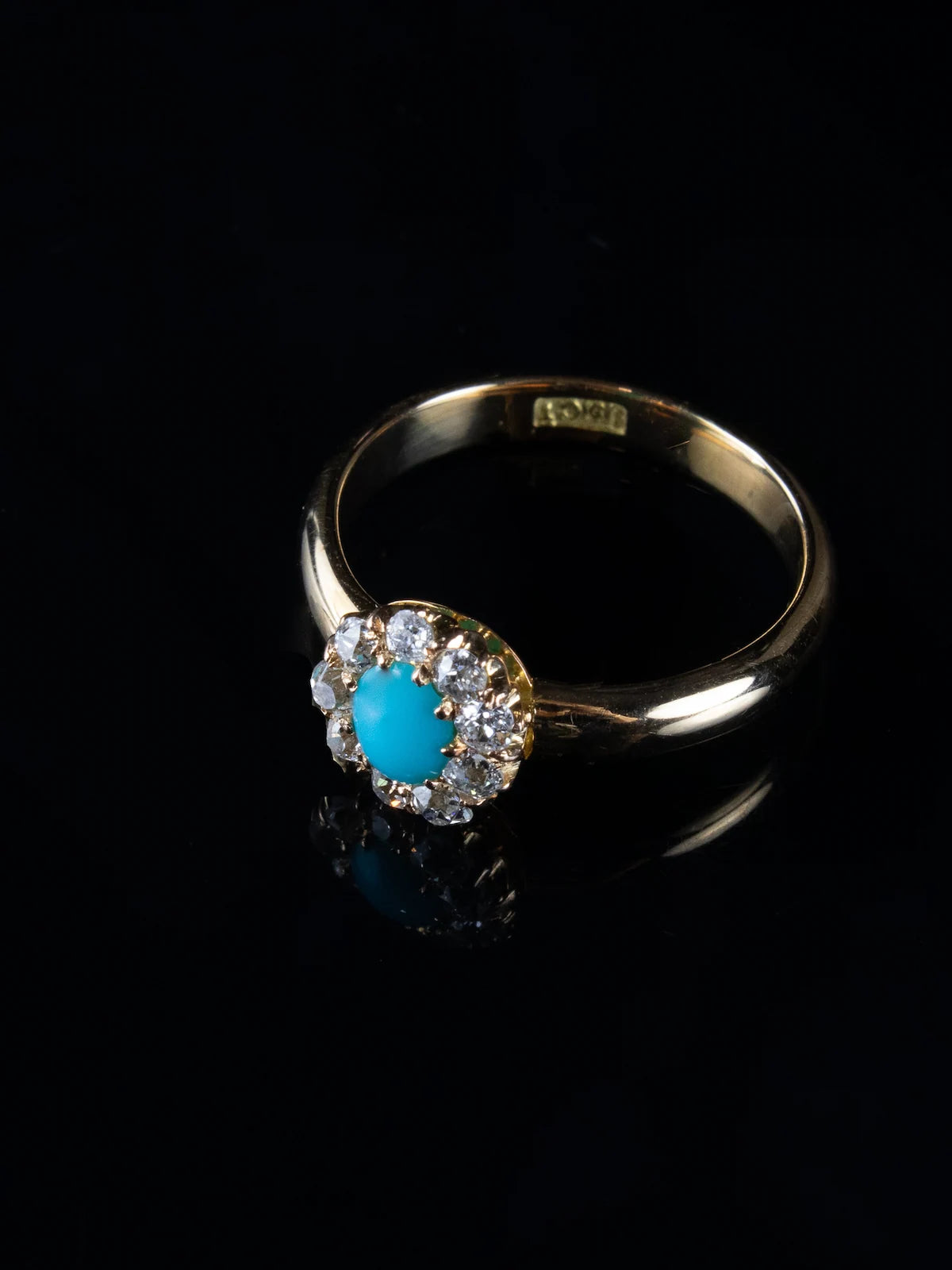 Antique 15ct Gold Turquoise and Diamond Cluster Ring, Circa 1910