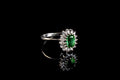 18ct White Gold Tourmaline and Diamond Cluster Ring