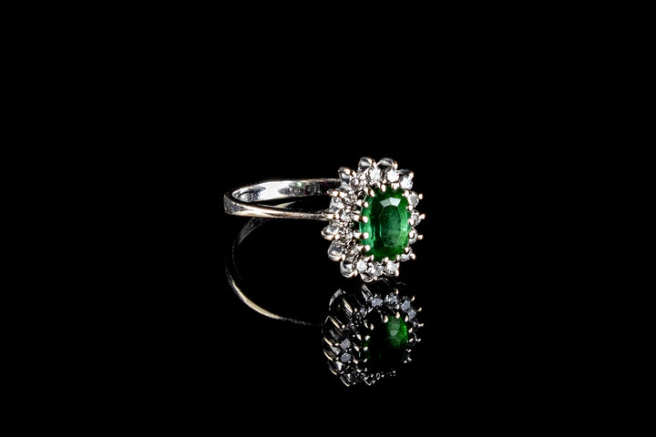 18ct White Gold Tourmaline and Diamond Cluster Ring