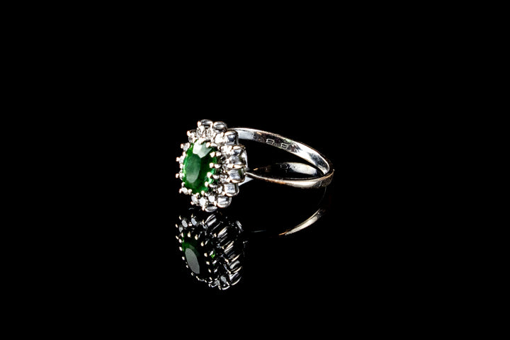 18ct White Gold Tourmaline and Diamond Cluster Ring