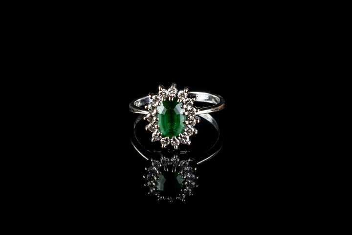 18ct White Gold Tourmaline and Diamond Cluster Ring