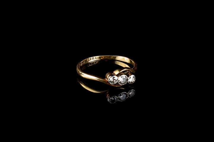 18ct Gold Three Stone Diamond Twist Ring