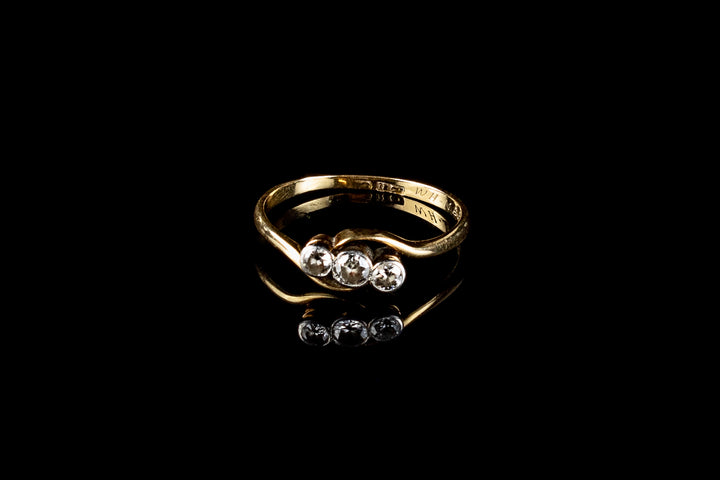 18ct Gold Three Stone Diamond Twist Ring