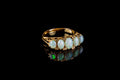 18ct Yellow Gold Five Stone Opal and Diamond Carved Ring