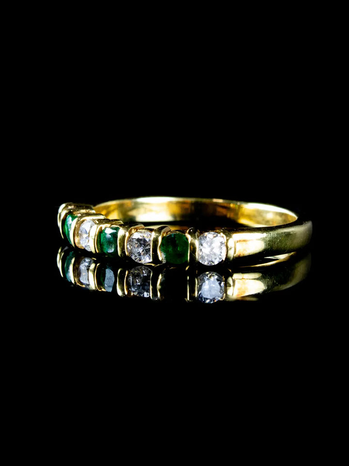 18ct Gold Emerald and Diamond Half Eternity Ring