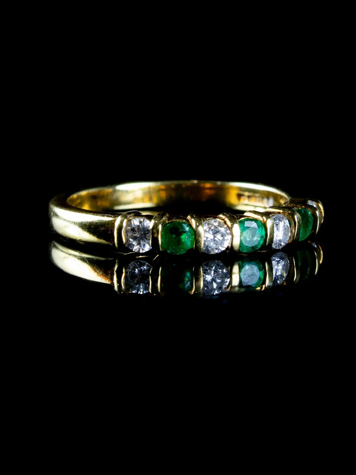 18ct Gold Emerald and Diamond Half Eternity Ring