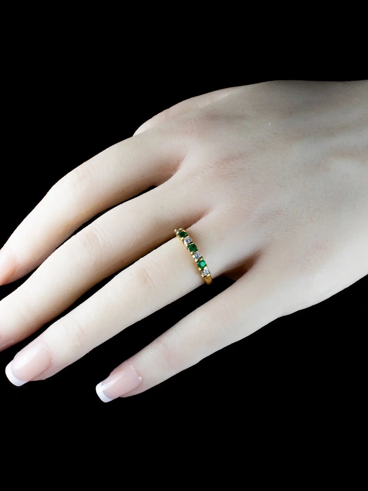 18ct Gold Emerald and Diamond Half Eternity Ring
