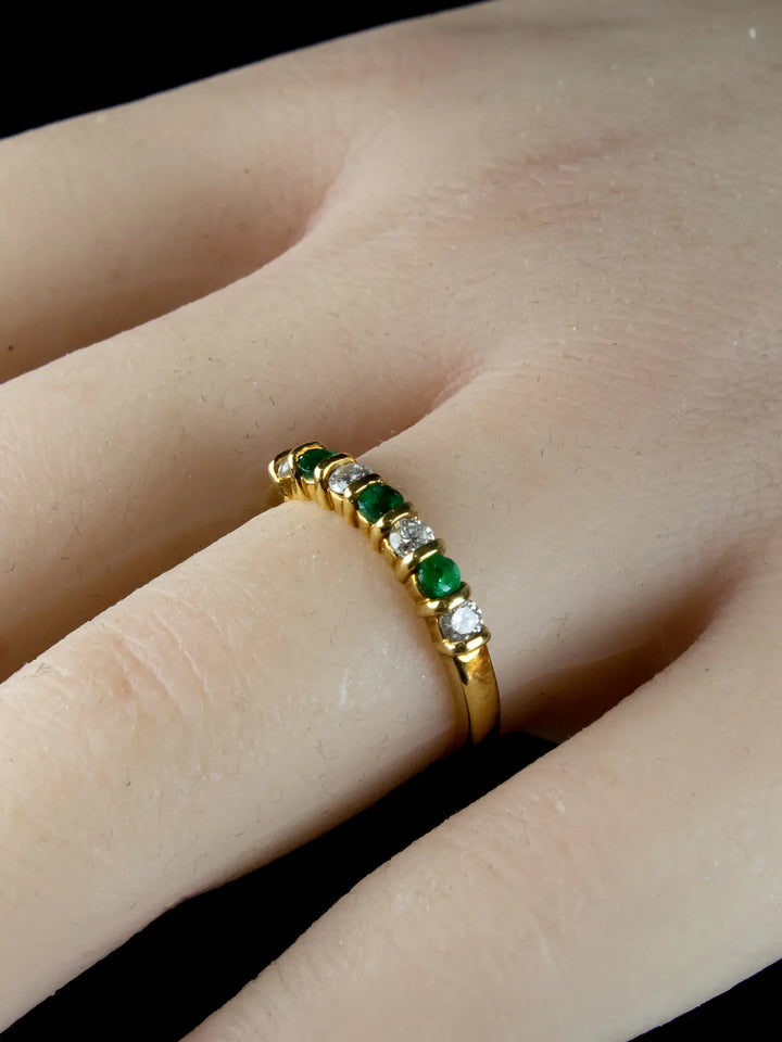 18ct Gold Emerald and Diamond Half Eternity Ring
